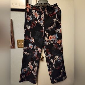 H&M Floral Crane Print Black Women's Pants Sz8